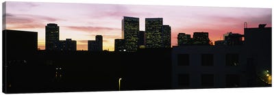 Silhouette of buildings in a city, Century City, City of Los Angeles, California, USA Canvas Art Print - California Art