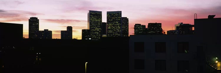 Silhouette of buildings in a city, Century City, City of Los Angeles, California, USA by Panoramic Images wall art