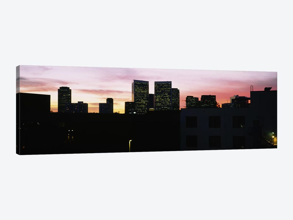 Silhouette of buildings in a city, Century City, City of Los Angeles, California, USA by Panoramic Images 1-piece Canvas Print