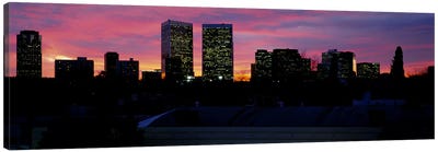 Silhouette of buildings in a city, Century City, City of Los Angeles, California, USA #2 Canvas Art Print - Night Sky Art