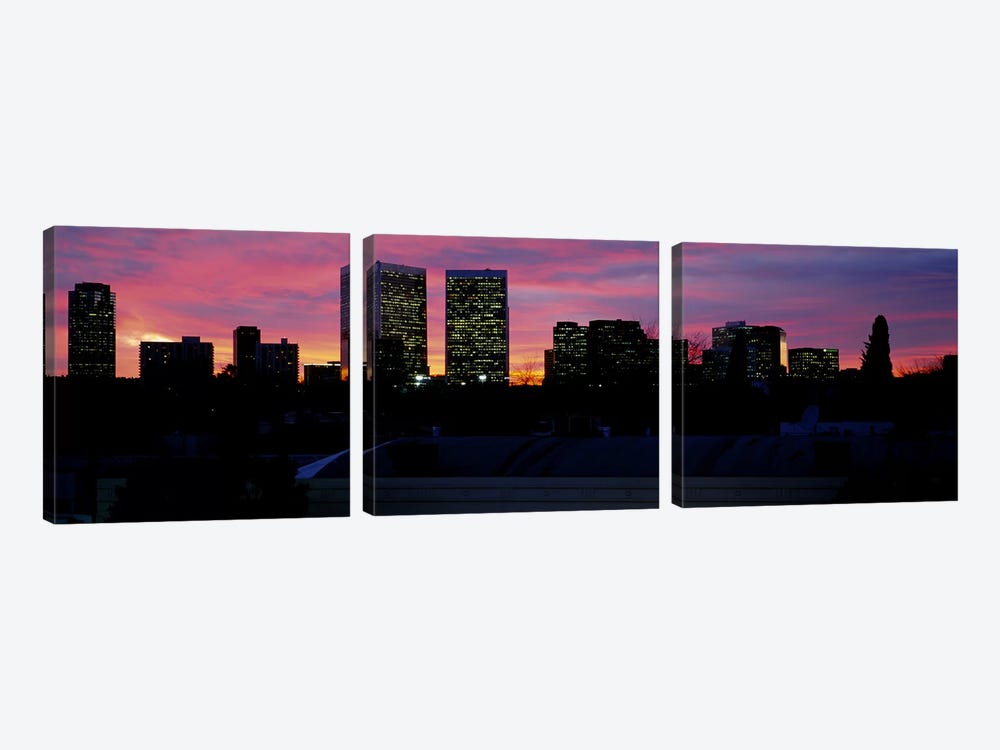 Silhouette of buildings in a city, Century City, City of Los Angeles, California, USA #2 by Panoramic Images 3-piece Canvas Art