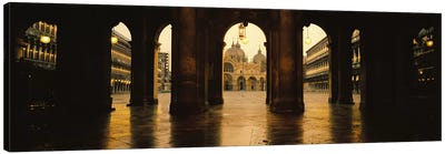 St. Mark's Basilica As Seen From The Arcade At The Opposite End Of St. Mark's Square, Venice, Italy Canvas Art Print - Venice Art
