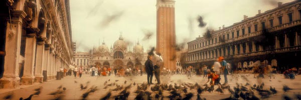 City Parks: Flock of pigeons flyingSt. Mark's Square, Venice, Italy by Panoramic Images