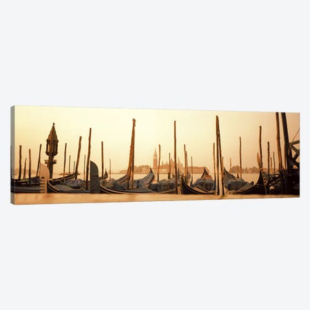 Moored Gondolas, San Marco Giardinetti Terminal, Venice, Italy Canvas Print #PIM5828} by Panoramic Images Canvas Wall Art