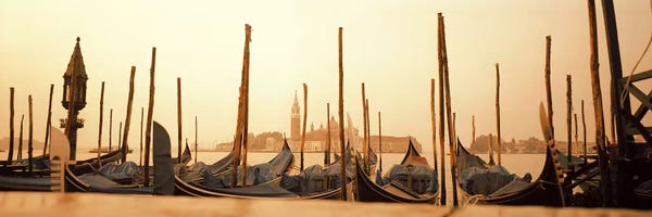 Veneto: Moored Gondolas, San Marco Giardinetti Terminal, Venice, Italy by Panoramic Images