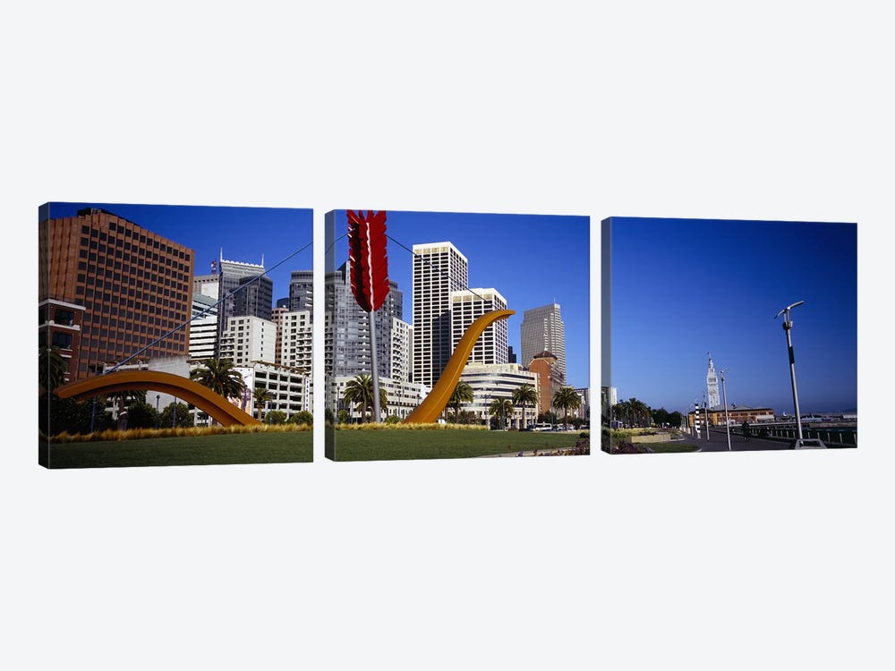 Low angle view of a sculpture in front of buildingsSan Francisco, California, USA by Panoramic Images 3-piece Canvas Art