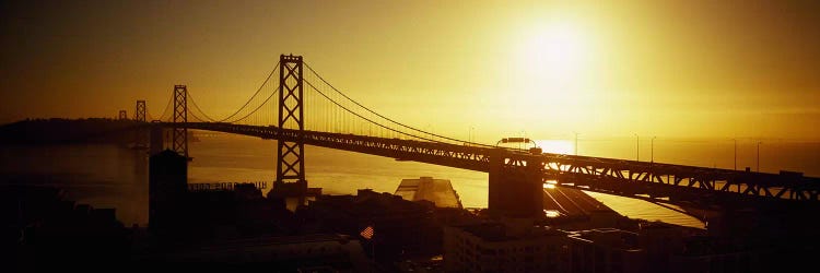 High angle view of a suspension bridge at sunsetBay Bridge, San Francisco, California, USA