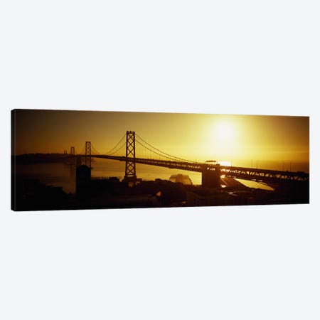 High angle view of a suspension bridge at sunsetBay Bridge, San Francisco, California, USA Canvas Print #PIM5830} by Panoramic Images Canvas Art Print