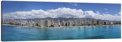 Buildings at the waterfront, Honolulu, Oahu, Hawaii, USA Canvas Art Print - Coastline Art