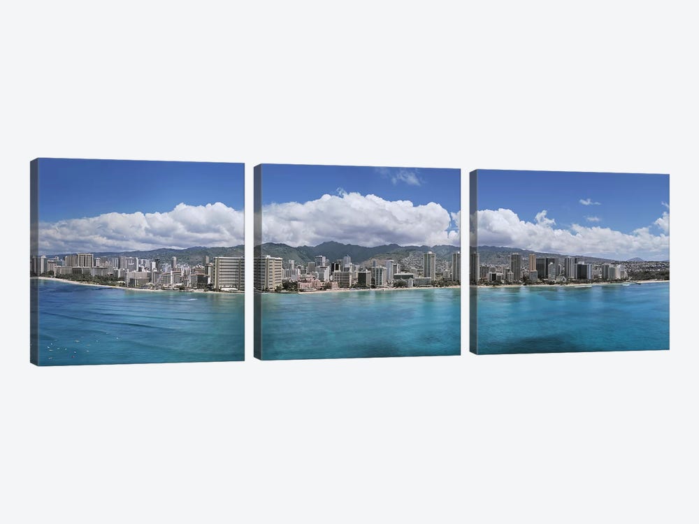 Buildings at the waterfront, Honolulu, Oahu, Hawaii, USA by Panoramic Images 3-piece Art Print