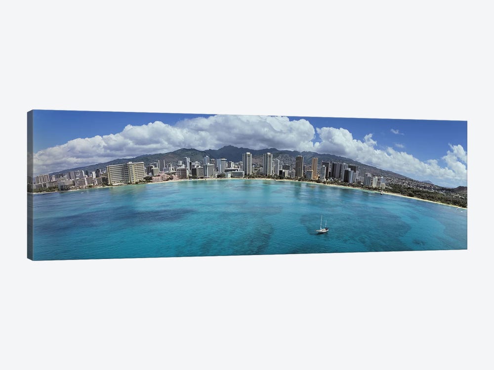 Buildings at the waterfront, Honolulu, Oahu, Hawaii, USA by Panoramic Images 1-piece Canvas Wall Art