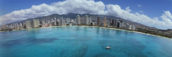 Oahu: Buildings at the waterfront, Honolulu, Oahu, Hawaii, USA by Panoramic Images