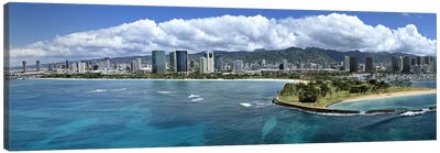 Buildings at the waterfront, Honolulu, Oahu, Hawaii, USA Canvas Art Print - Oahu