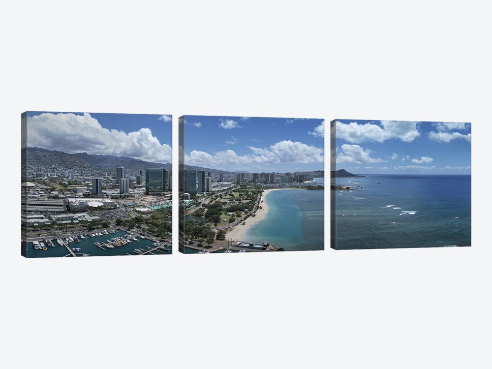 Buildings in a cityHonolulu, Oahu, Hawaii, USA by Panoramic Images 3-piece Canvas Wall Art