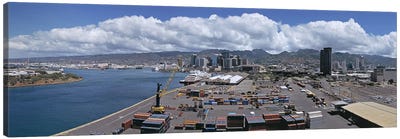 Cargo containers at a harborHonolulu, Oahu, Hawaii, USA Canvas Art Print - Harbor & Port Art