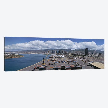 Cargo containers at a harborHonolulu, Oahu, Hawaii, USA Canvas Print #PIM5835} by Panoramic Images Canvas Artwork