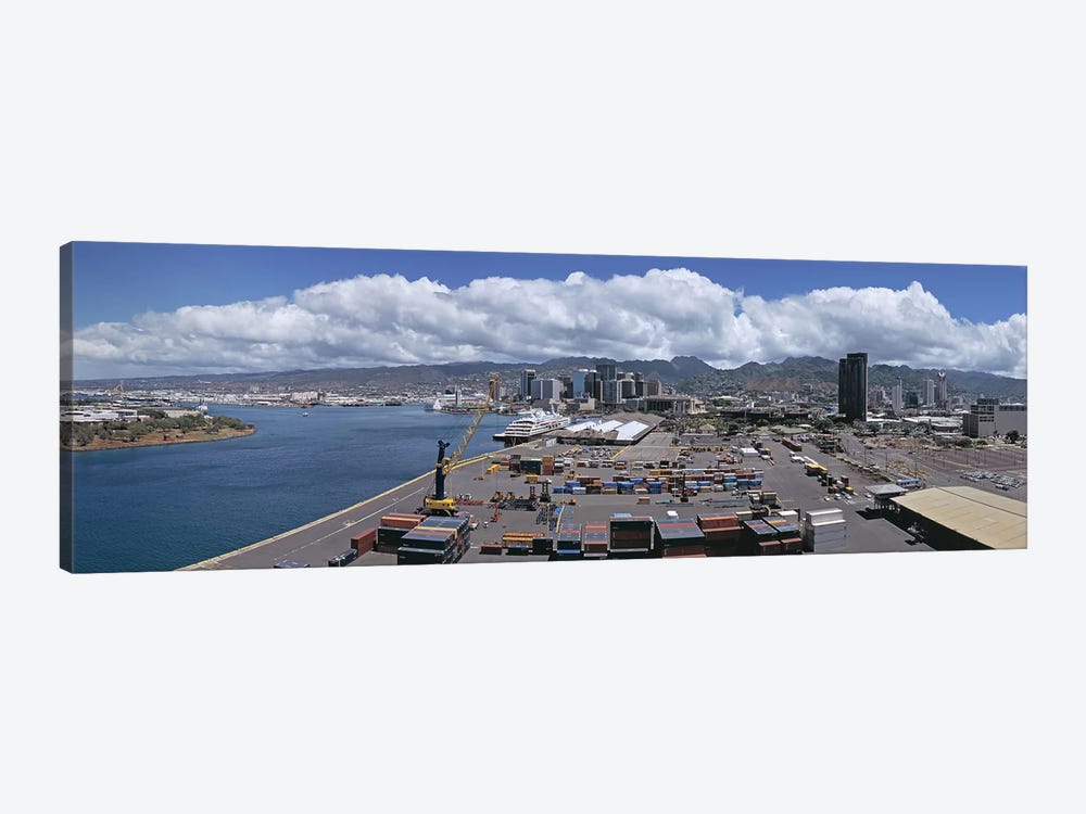 Cargo containers at a harborHonolulu, Oahu, Hawaii, USA by Panoramic Images 1-piece Canvas Print