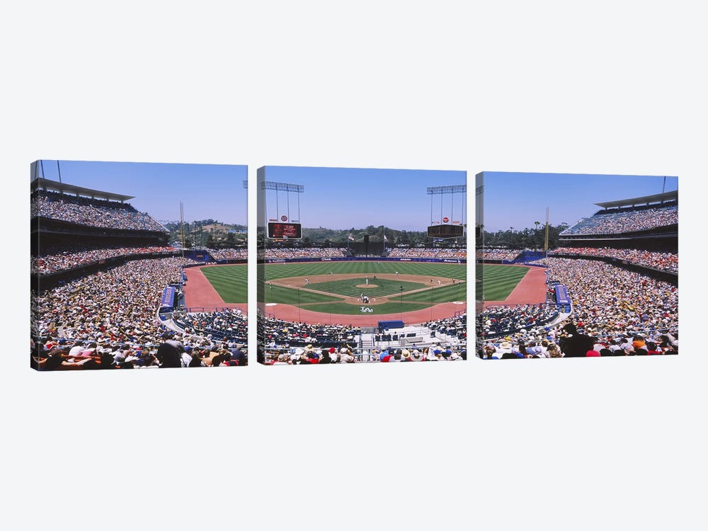 Dodgers vs. Angels, Dodger Stadium, Los Angeles, California, USA by Panoramic Images 3-piece Canvas Art