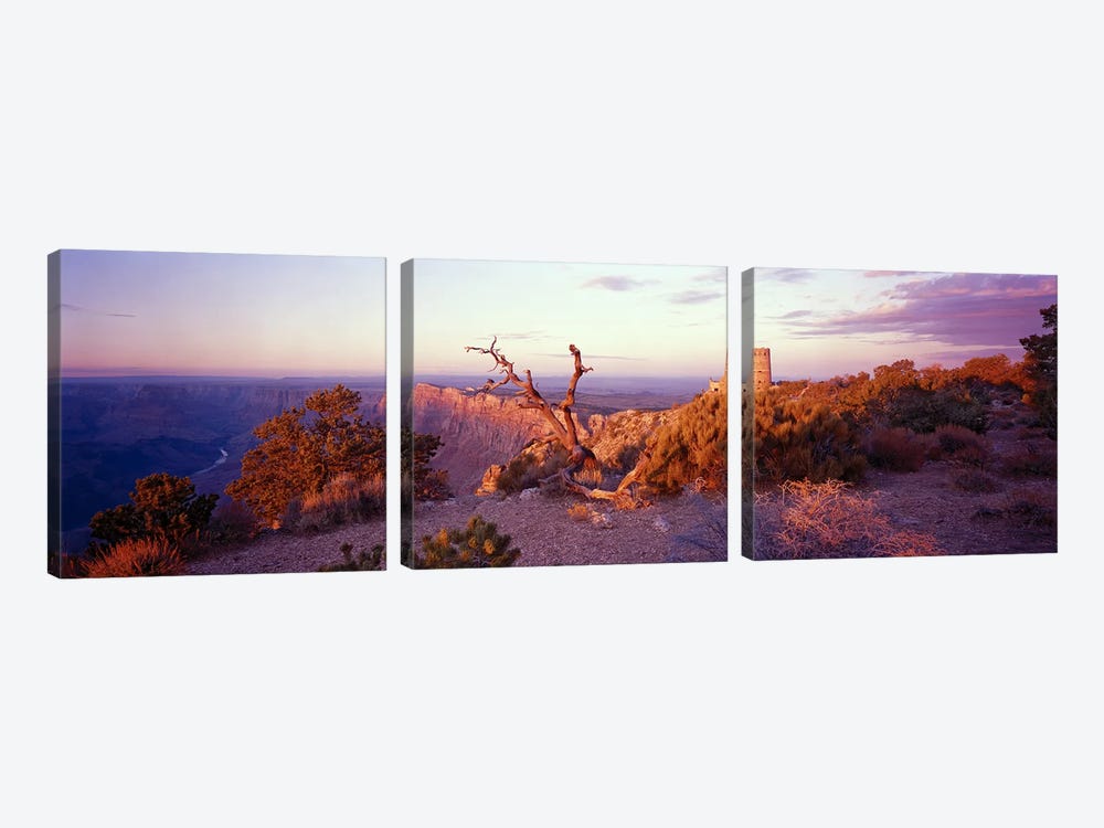Majestic Sunset Over Desert View Watchtower, Grand Canyon National Park, Arizona, USA by Panoramic Images 3-piece Canvas Art