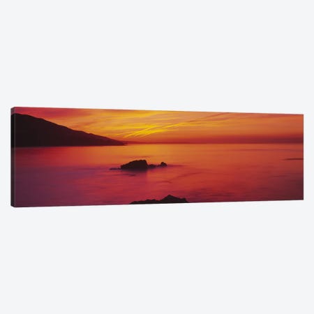 Panoramic view of the sea at dusk, Leo Carillo State Park, Carillo, Los Angeles County, California, USA Canvas Print #PIM5863} by Panoramic Images Canvas Art