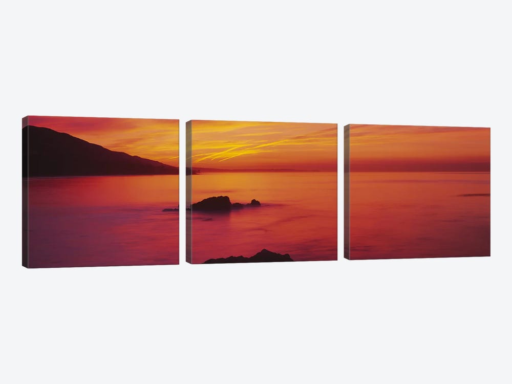 Panoramic view of the sea at dusk, Leo Carillo State Park, Carillo, Los Angeles County, California, USA by Panoramic Images 3-piece Canvas Wall Art