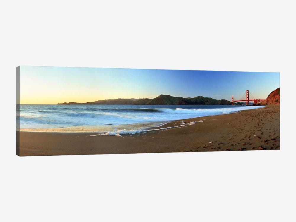 Footprints on the beach, Golden Gate Bridge, San Francisco, California, USA by Panoramic Images 1-piece Canvas Art Print