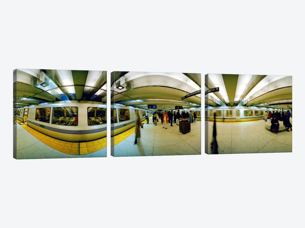 Large group of people at a subway stationBart Station, San Francisco, California, USA by Panoramic Images 3-piece Canvas Artwork