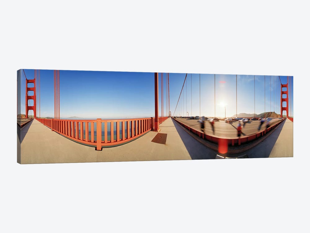 Group of people on a suspension bridge, Golden Gate Bridge, San Francisco, California, USA by Panoramic Images 1-piece Canvas Art