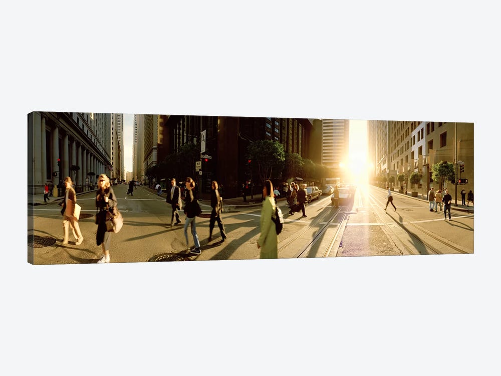 Group of people walking on the street, Montgomery Street, San Francisco, California, USA by Panoramic Images 1-piece Art Print