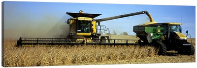 A Combine Harvesting A Soybean Crop, Minnesota, USA Canvas Art Print - Minnesota Art