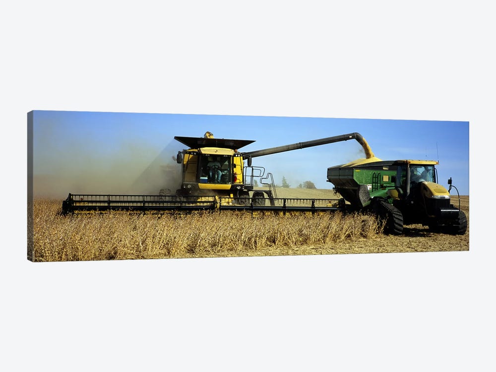 A Combine Harvesting A Soybean Crop, Minnesota, USA by Panoramic Images 1-piece Canvas Artwork