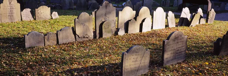 Tombstones in a cemetery, Copp's Hill Burying Ground, Freedom Trail, Boston, Massachusetts, USA