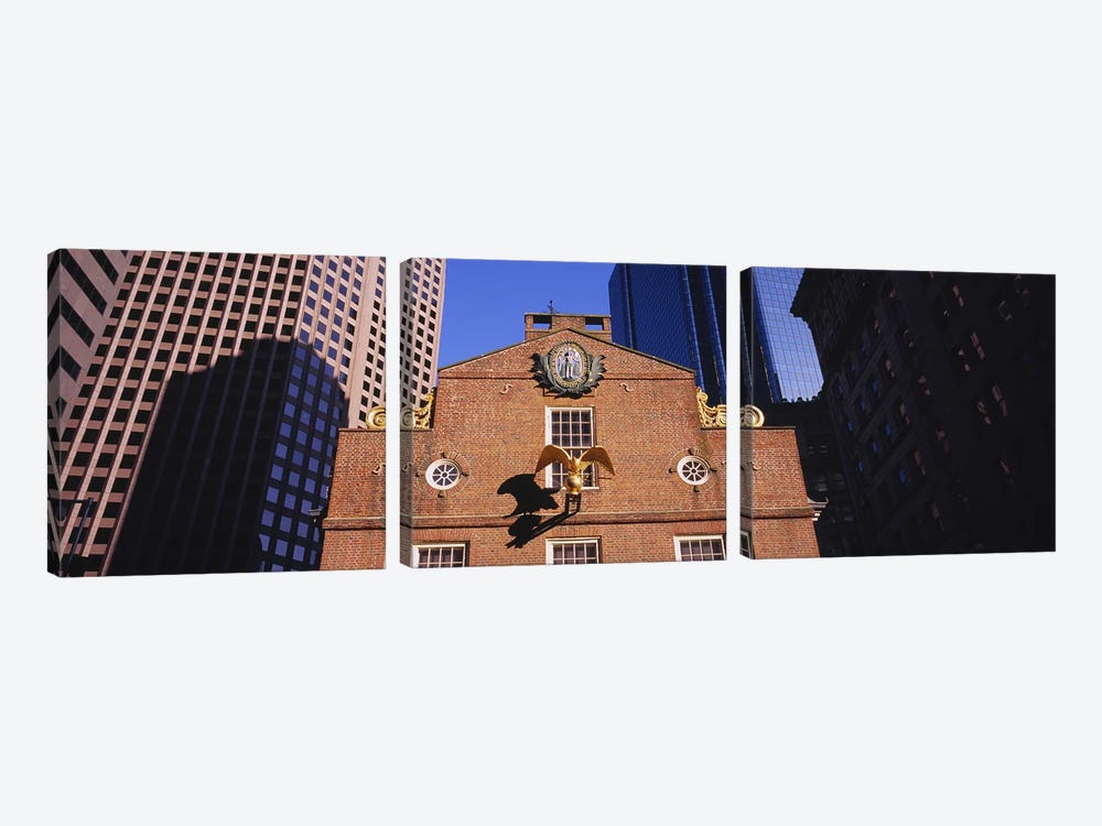 Low angle view of a golden eagle outside of a building, Old State House, Freedom Trail, Boston, Massachusetts, USA by Panoramic Images 3-piece Canvas Art