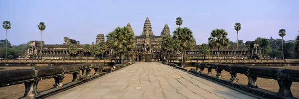 Buddhism: Path leading towards an old temple, Angkor Wat, Siem Reap, Cambodia by Panoramic Images