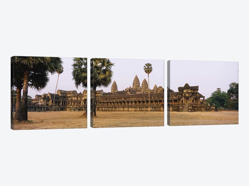 Facade of an old temple, Angkor Wat, Siem Reap, Cambodia #2 by Panoramic Images 3-piece Art Print