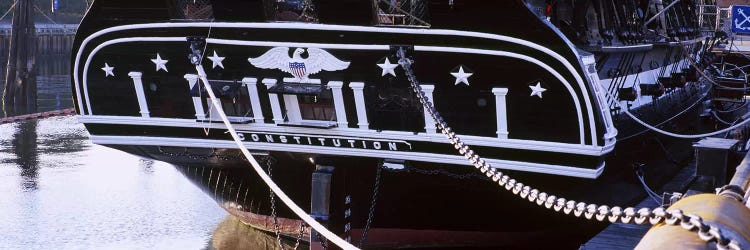 Warship moored at a harbor, USS Constitution, Freedom Trail, Boston, Massachusetts, USA