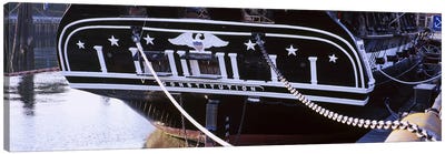 Warship moored at a harbor, USS Constitution, Freedom Trail, Boston, Massachusetts, USA Canvas Art Print - Boston Art