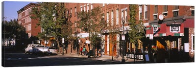 Stores along a street, North End, Boston, Massachusetts, USA Canvas Art Print - Massachusetts Art