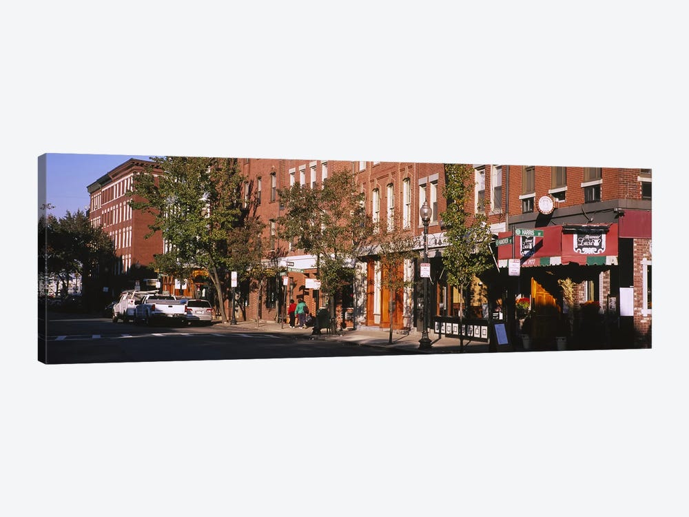 Stores along a street, North End, Boston, Massachusetts, USA by Panoramic Images 1-piece Canvas Art