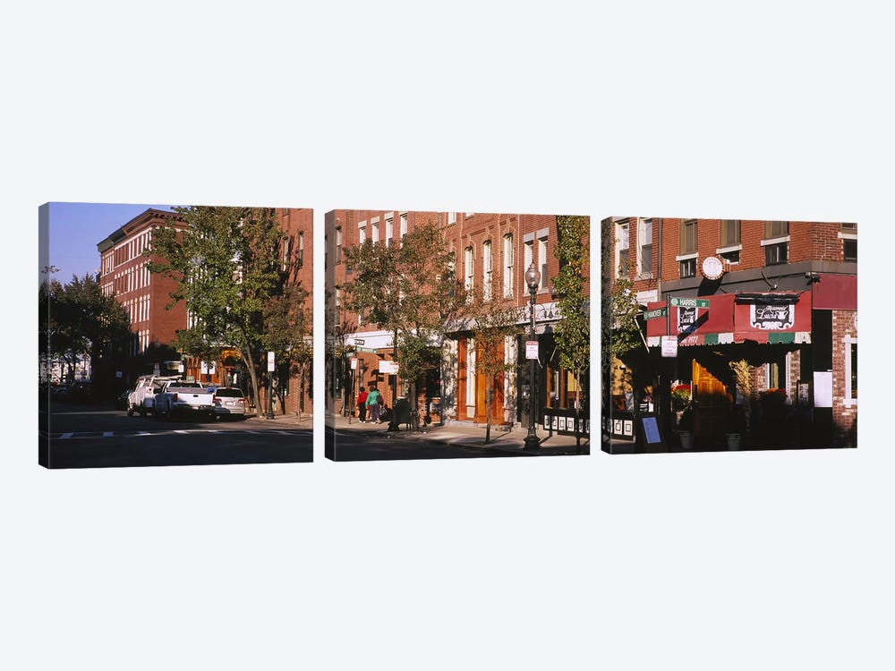 Stores along a street, North End, Boston, Massachusetts, USA by Panoramic Images 3-piece Canvas Art