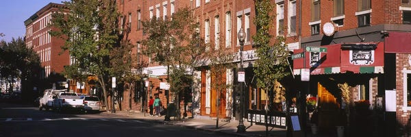 Massachusetts: Stores along a street, North End, Boston, Massachusetts, USA by Panoramic Images