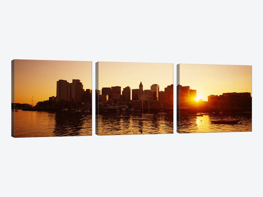 Sunset over skyscrapersBoston, Massachusetts, USA by Panoramic Images 3-piece Canvas Wall Art