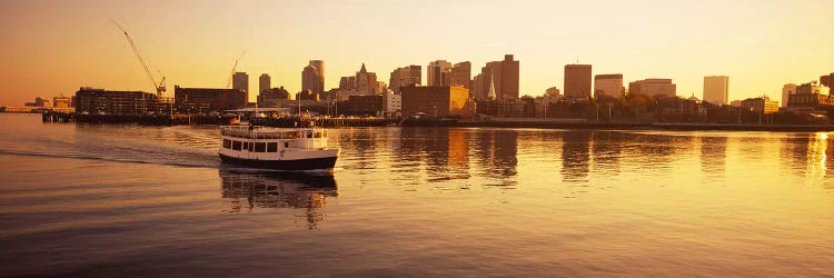 Ferry moving in the seaBoston Harbor, Boston, Massachusetts, USA