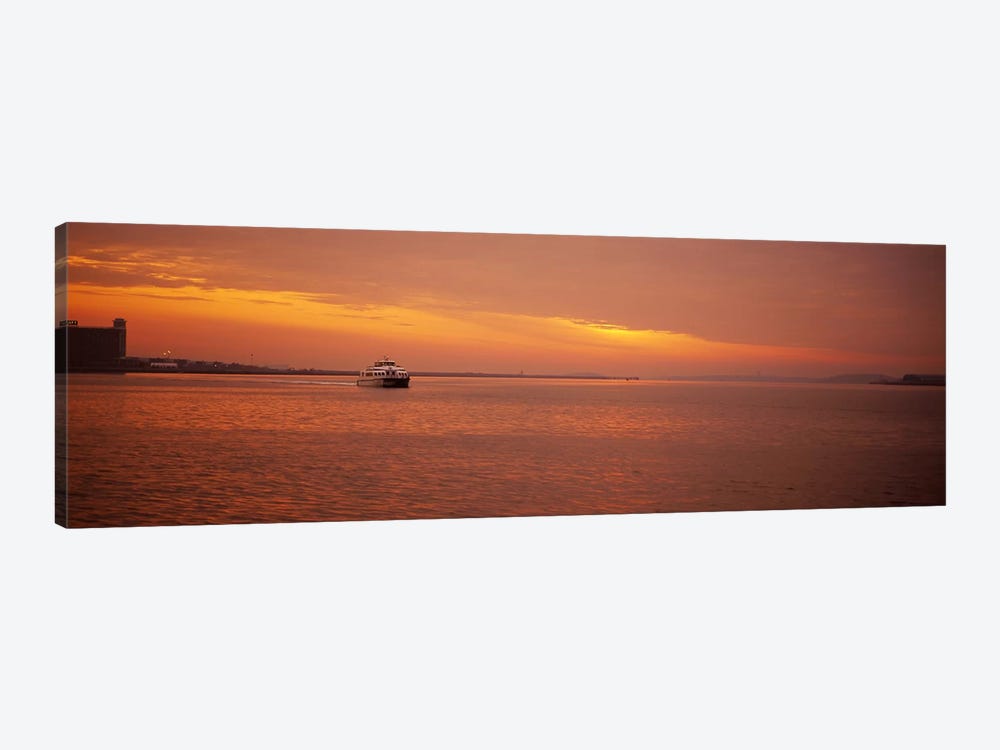Ferry moving in the sea at sunrise, Boston, Massachusetts, USA by Panoramic Images 1-piece Canvas Wall Art