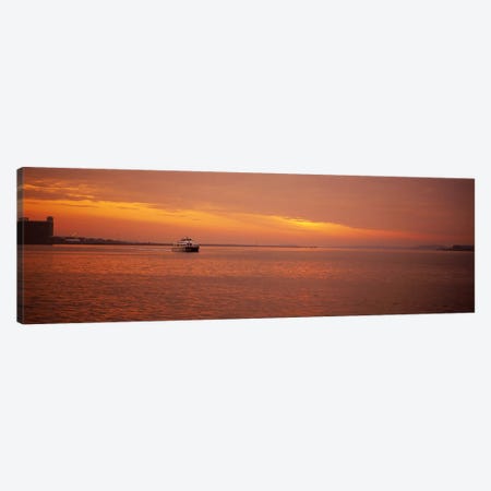 Ferry moving in the sea at sunrise, Boston, Massachusetts, USA Canvas Print #PIM5892} by Panoramic Images Art Print