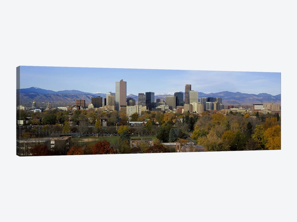 Skyscrapers in a city with mountains in the background, Denver, Colorado, USA by Panoramic Images 1-piece Canvas Artwork