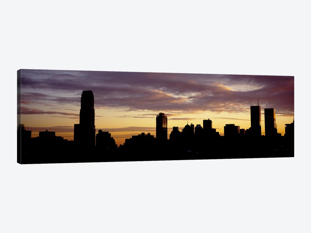 Silhouette of skyscrapers at sunset, Manhattan, New York City, New York State, USA by Panoramic Images 1-piece Canvas Print