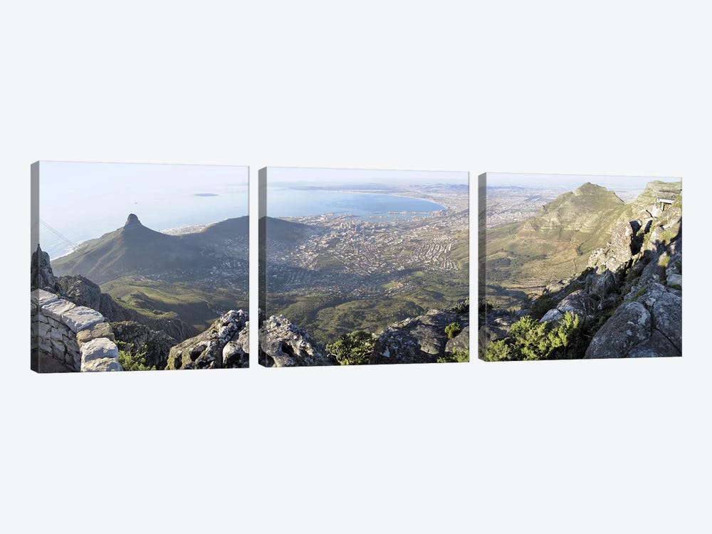 View Of City Centre And Surrounding Neighborhoods From Table Mountain, Cape Town, Western Cape, South Africa by Panoramic Images 3-piece Canvas Art