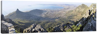 View Of City Centre And Surrounding Neighborhoods From Table Mountain, Cape Town, Western Cape, South Africa Canvas Art Print - Cape Town