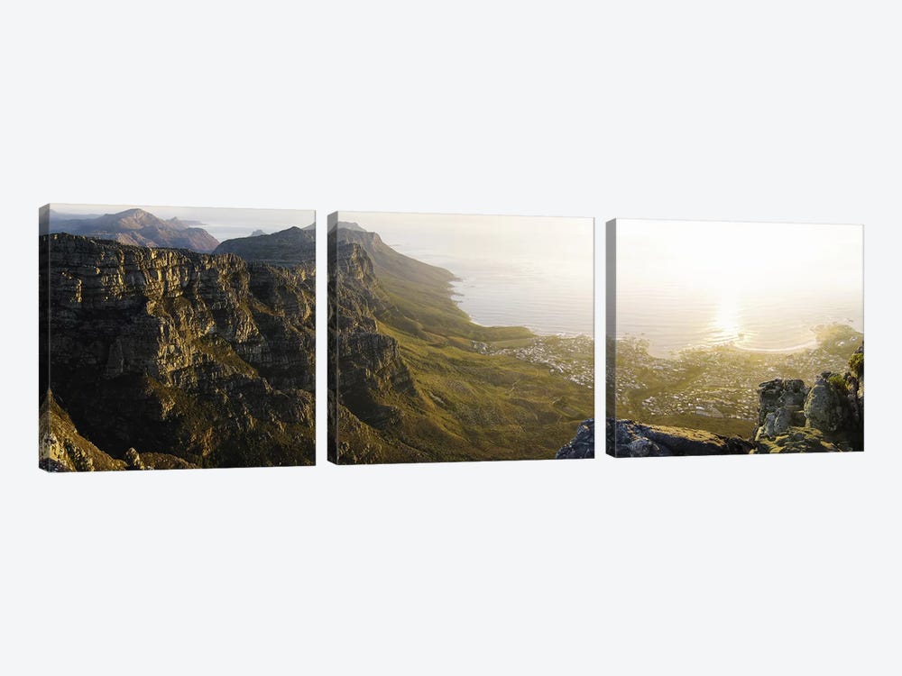 View Of Camps Bay And Bakoven From Table Mountain, Cape Town, Western Cape, South Africa by Panoramic Images 3-piece Canvas Print